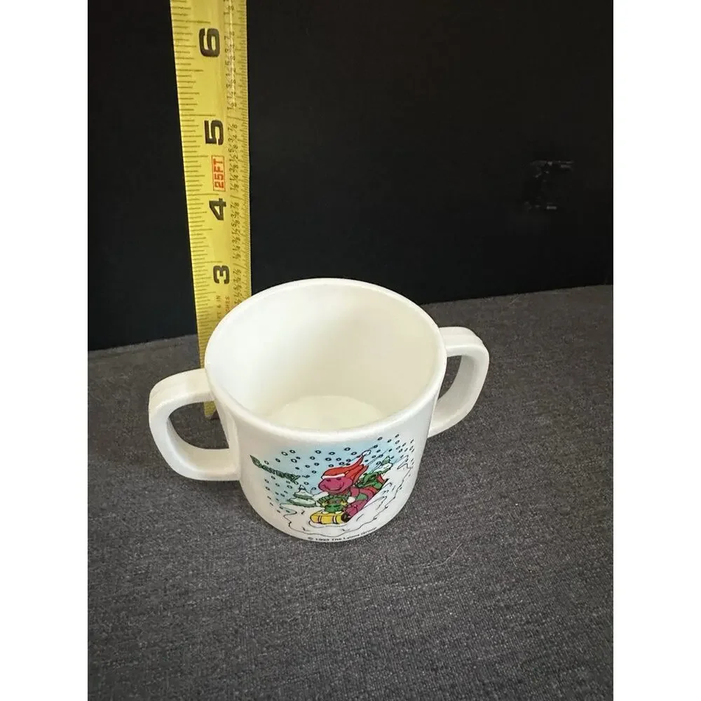 Vintage 1993 Barney Baby Bop Christmas Toddler Cup Double Handle Lyons Group